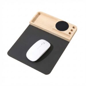 Bamboo Wireless Charger & Desk Organizer Mousepad Set