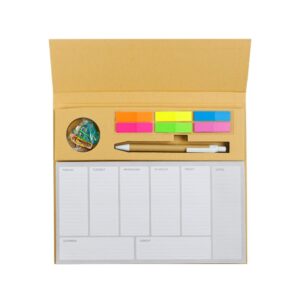 Eco-Friendly Weekly Planner Kit with Pen, Clip & Sticky Notes