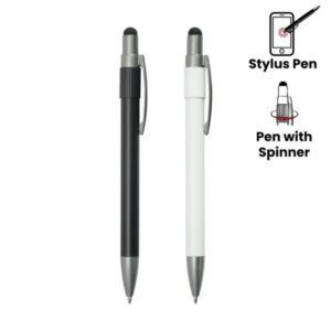 Stylus Metal Pen with Side Spinner – Blue Ink