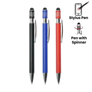 Stylus Metal Pen with Wave Top Spinner – Blue Ink