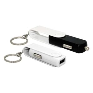 Swivel USB Car Charger with Key Ring attachment