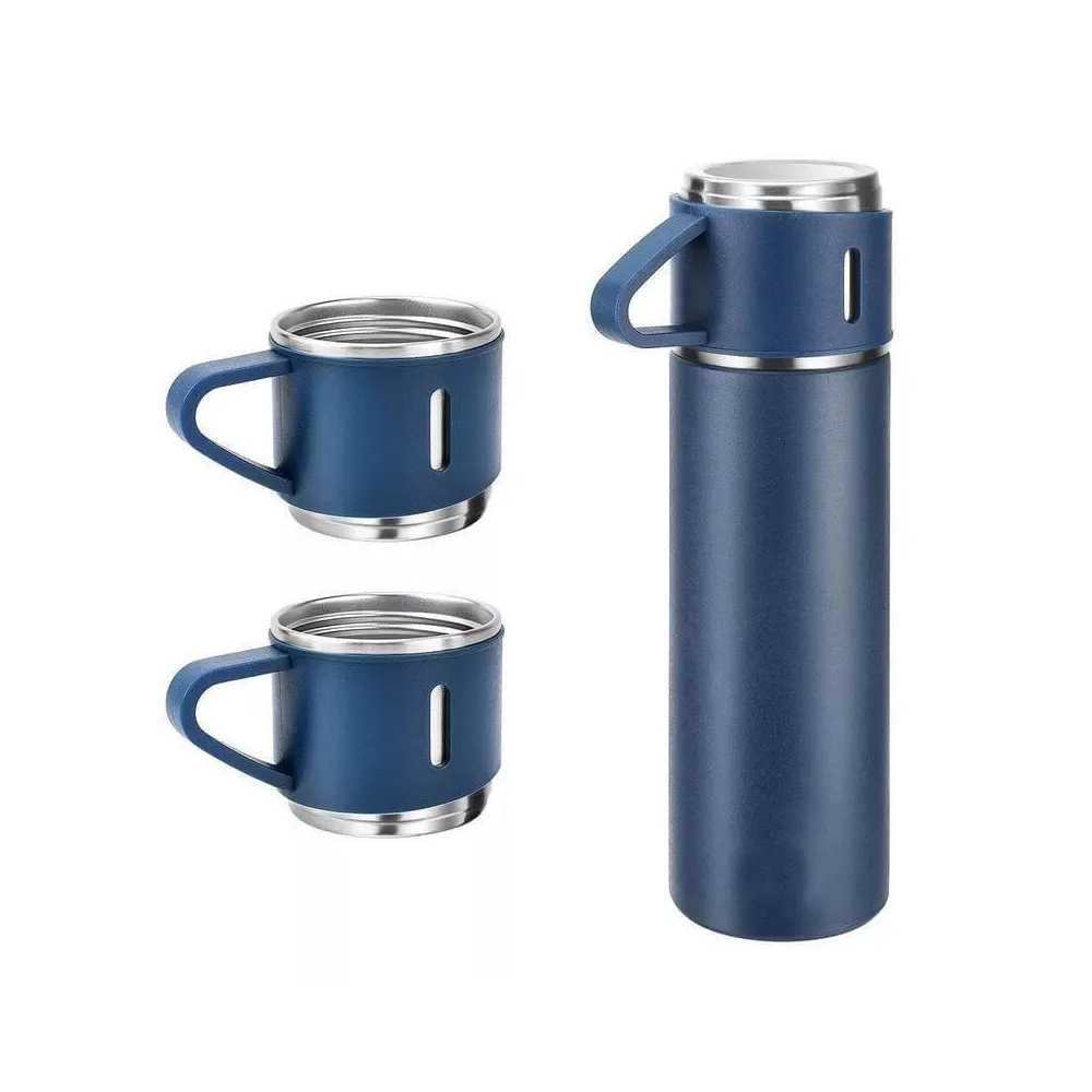terroa vacuum flask gift set with two cups family friendly travel set navyblue 2 TERROA - Vacuum Flask Gift Set with Two Cups (140ml) - Image 3