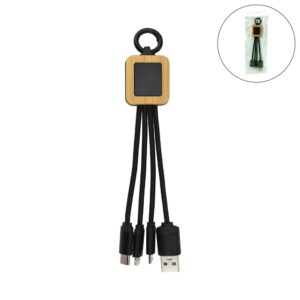 3-in-1 Bamboo Multi-Charging Cable with Light-Up Logo