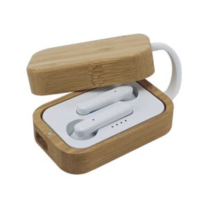 Bluetooth Earbuds in Bamboo Case (10m Range)