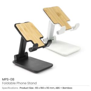 Foldable Phone Stand with Adjustable Height & Angle (ABS/Bamboo)