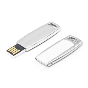 Thin White USB Flash Drive with Chrome Base (USB 2.0)