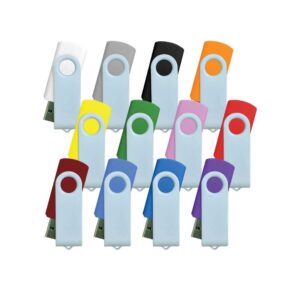White Glossy Swivel USB Flash Drive (Metal & PVC)