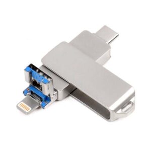 3-in-1 Rotating Metal USB 3.0 Flash Drive (Lightning + Type-C + USB-A)