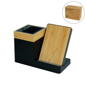 Wireless Charging Stand Up to 15W with Pen Holder (Bamboo & Recycled Plastic)