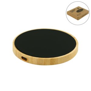 Bamboo Wireless Charger Pad Up to 15W with Light-Up Logo (Qi Compatible)