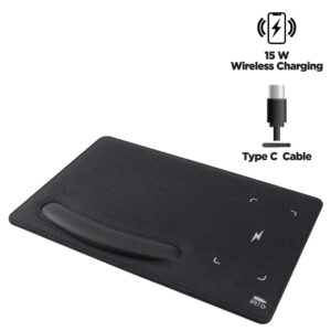 RPET Wireless Charging Mousepad with Wrist Rest (PU)