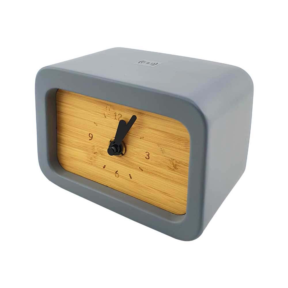 tg wc 38 bamboo limestone cement wireless charger clock 3 Bamboo & Limestone Cement Wireless Charger Clock - Image 2