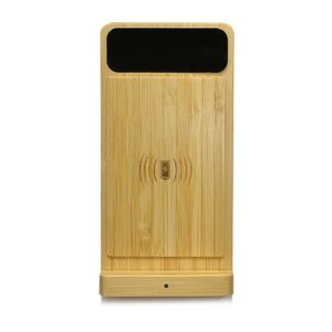 Bamboo Phone Holder Wireless Charger (Light-up Logo, 15W)