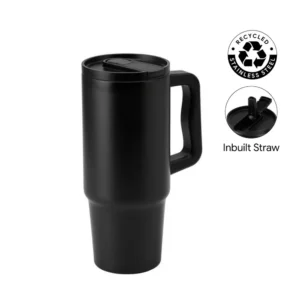 VELSTA – Recycled Stainless Steel Insulated Tumbler with Sip Straw & Handle (900ml)