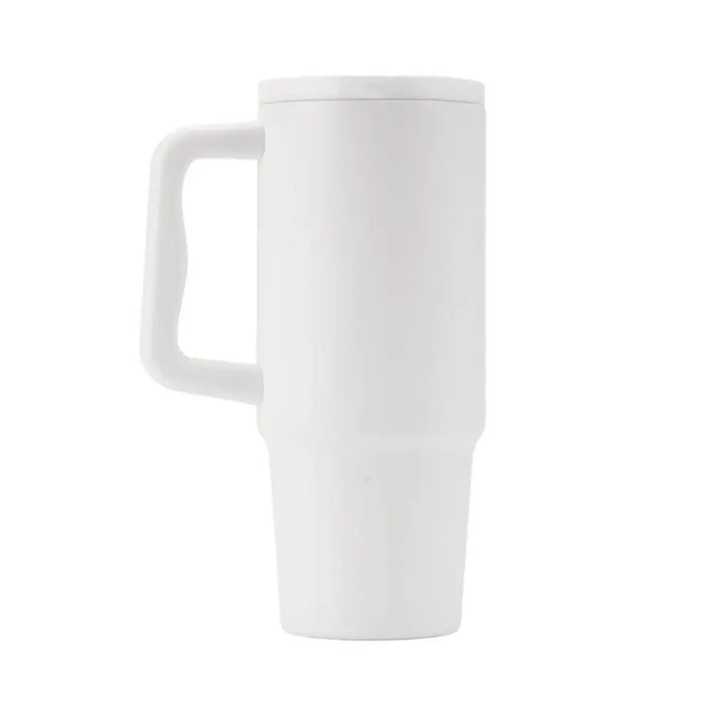velsta recycled stainless steel insulated tumbler with sip straw handle white 2 VELSTA - Recycled Stainless Steel Insulated Tumbler with Sip Straw & Handle (900ml) - Image 4