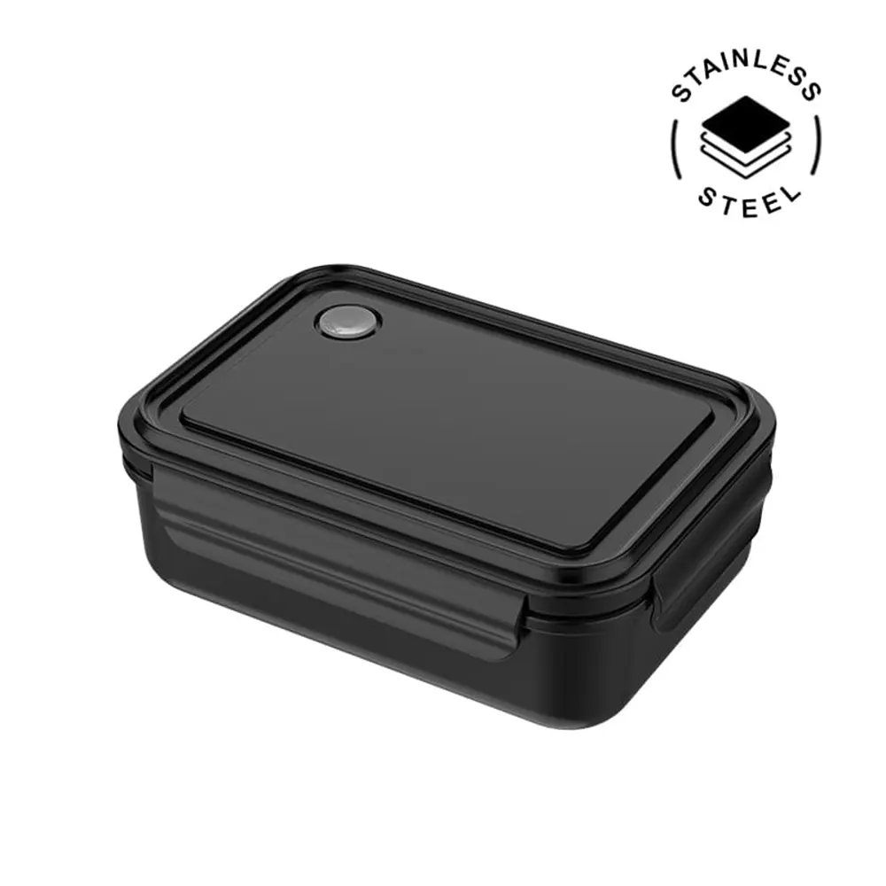 vesso premium stainless steel leakproof lunch box with steam valve black 1 VESSO - Premium Stainless Steel Leakproof Lunch Box with Steam Valve & Spoon