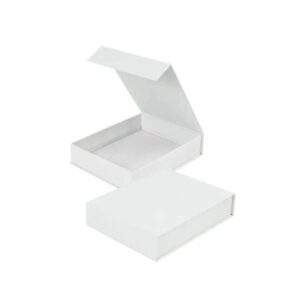 White Cardboard Packaging Box with Front Flap Opening