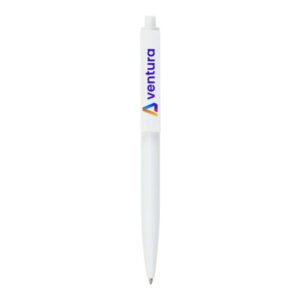 White Plastic Pen, Push Button with Wide Clip