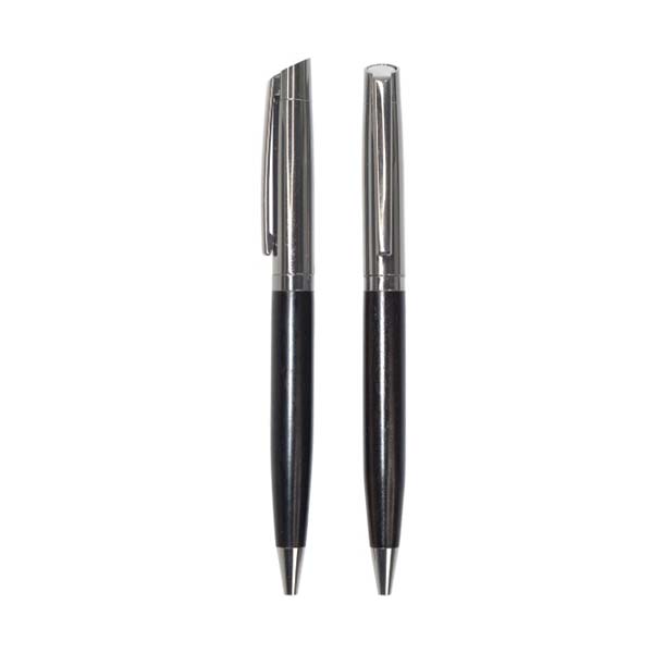 wi mp 42 metal ballpoint pen wooden barrel blue ink main Metal Ballpoint Pen With Wooden Barrel (Blue Ink)