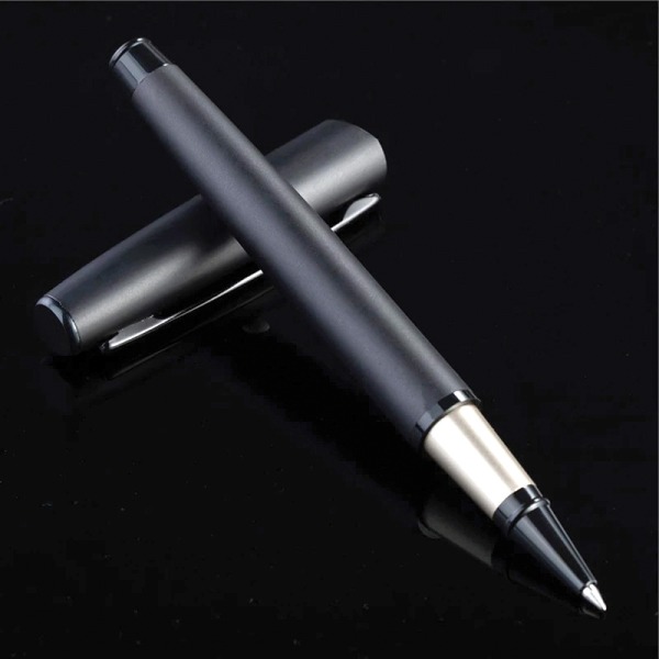 wi mp 49 black matte metal ballpoint pen with cap blue refill main2 Black Matte Metal Ballpoint Pen With Cap (Blue Refill) - Image 3