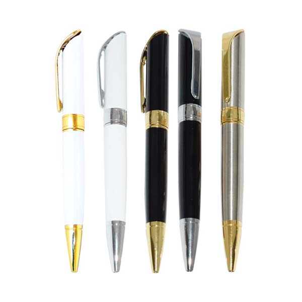 wi mp 70 glossy twist action metal ballpoint pen with clip main Glossy Barrel Twist-Action Metal Ballpoint Pen With Clip (135 x 17 mm)