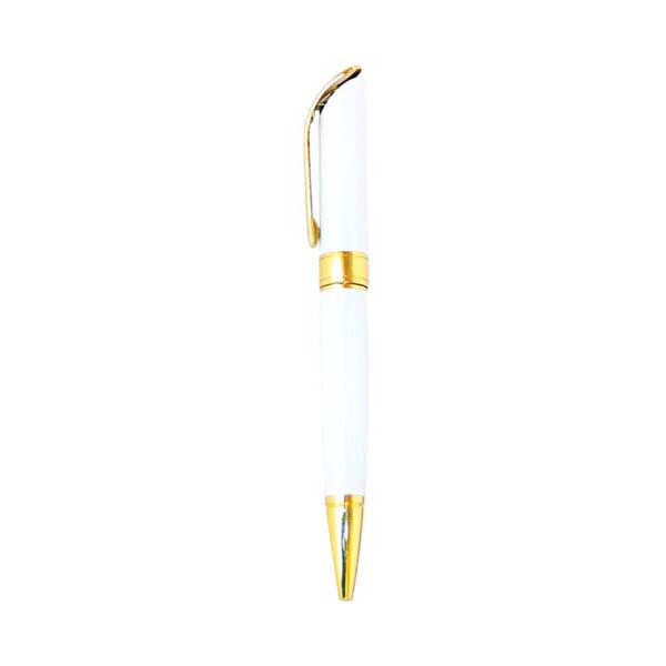 wi mp 70 glossy twist action metal ballpoint pen with clip wht gld Glossy Barrel Twist-Action Metal Ballpoint Pen With Clip (135 x 17 mm) - Image 5