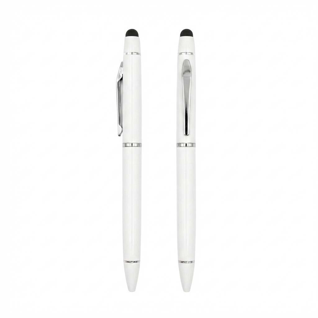 wi mp 96 metal pen with stylus wht Metal Pen with Stylus - Image 2