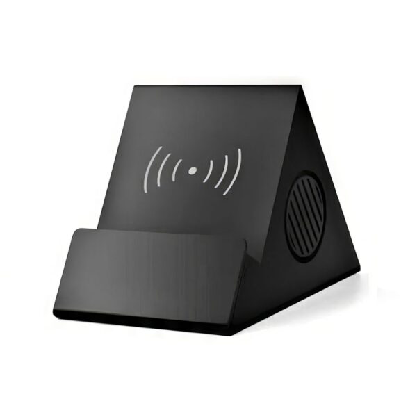 Wireless Charging Mobile Stand with Bluetooth Speaker & Light-Up Logo