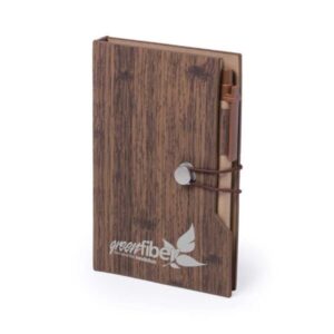 Wood Design Notebook with Sticky Note and Pen