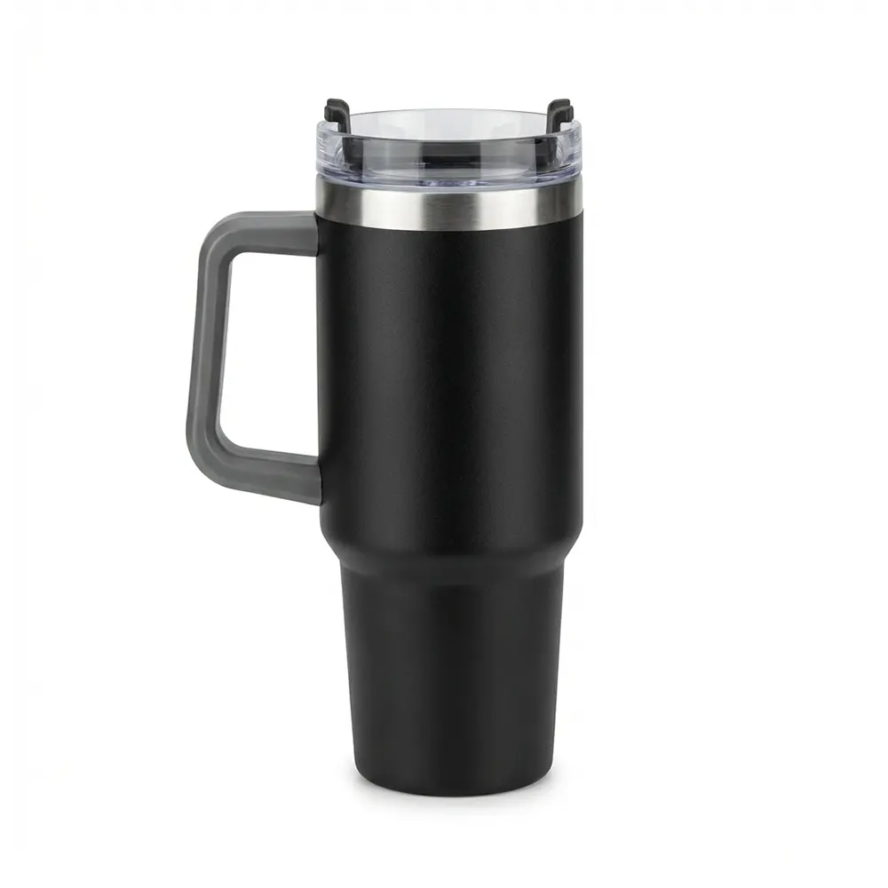 zyra vacuum insulated stainless steel travel tumbler with handle lid straw black 1 ZYRA - Vacuum Insulated Stainless Steel Travel Tumbler with Handle, Lid & Straw (900ml)